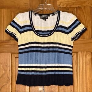 NWOT Vintage 80s 90s Jamie Scott Sweater Short Sleeve Blue Size L Large